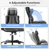 Kensaker Executive Leather Office Chair, Computer Chair with Thick Cushion & Lumbar Support, Ergonomic Desk Chair with Adjustable Headrest & Armrests,Black Kensaker