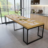 Lasageldar 118" Extendable Dining Table for 2-10 People, Modern Space-Saving Wood Dinner Table for Kitchen Dining Living Room Outdoor Patio (Wild Oak) Lasadelgar