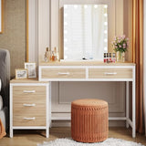 Tribesigns Vanity Desk with 5 Drawers, Makeup Vanity Table Dressing Table with Side 3-Drawer Chest, Make Up Vanities for Women, Girls (Without Tribesigns