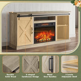 WLIVE Farmhouse Electric Fireplace TV Stand for TVs up to 65", Entertainment Center with Sliding X-Shaped Barn Door & Storage Cabinet, Media TV Console with 23" Fireplace for All Seasons, Grey Oak WLIVE