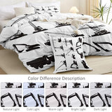 Single 61" x 79" Bedding Duvet Cover Set - White and Black Modern Construction Vehicle Minimalist Printed 3 Piece Brushed Microfiber Comforter Quilt Cover with Zipper Closure for Men and Women Generic