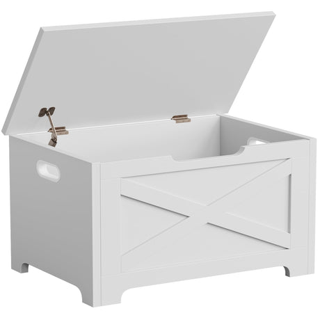 GAOMON Storage Chest, Storage Bench with Safety Hinge, Farmhouse Style Wooden Trunk for Entryway, Bedroom, Living Room, Cloud White GAOMON