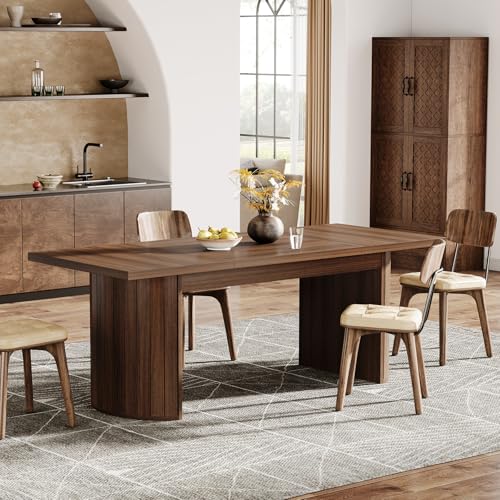 Tribesigns 78.7" Extra Long Dining Table for 6-8 People, Large Farmhouse Kitchen Table with Wooden Tabletop, Rustic Style Rectangular Dinner Table for Dining Room, Kitchen, Living Room, Walnut Tribesigns