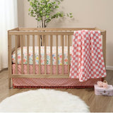 The Peanutshell Baby Crib Bedding Set for Girls - 3 Pieces - Newborn, Infant & Toddler Bed - Pink Baby Blanket Set with Fitted Crib Sheet, Dust Ruffle - Wildflower Boho Floral Girl Nursery Décor The Peanutshell