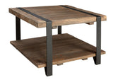 Modesto 27-Inch Square Coffee Table – Solid Wood and Metal Accent Industrial Table with Distressed Natural Finish – for Small Space Living Room by Alaterre Furniture Alaterre Furniture