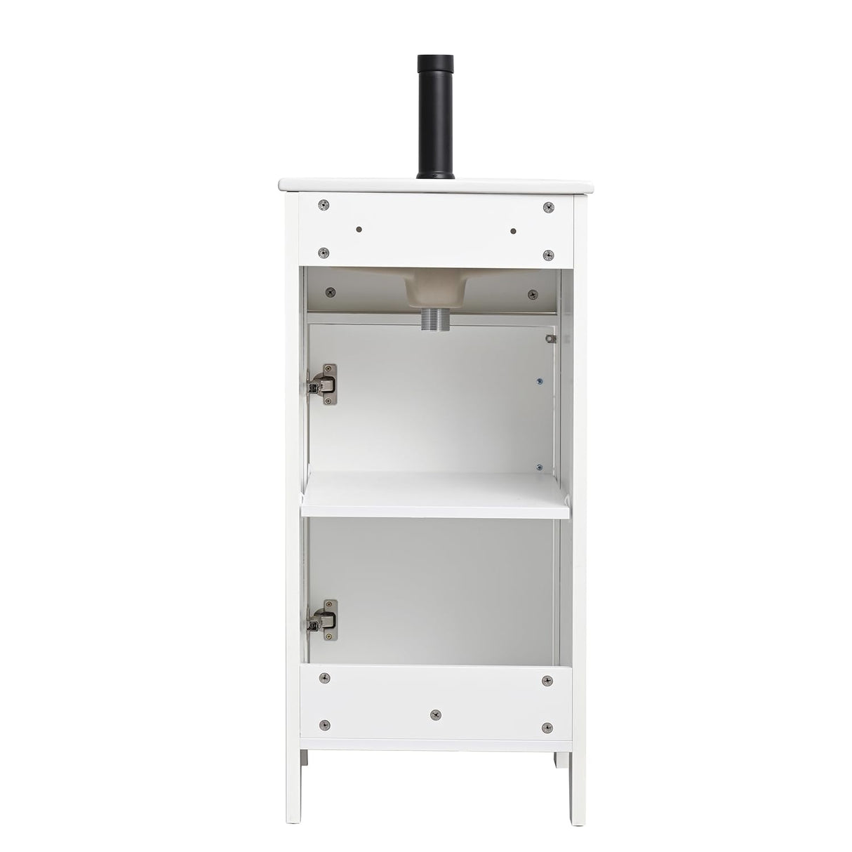 ALBAD 16-Inch Modern Bathroom Vanity with Sink, Small Bathroom Vanity Set with Storage, Freestanding Compact Space Bathroom Cabinet, Single Sink Cabinet with Adjustable Shelf (White) ALBAD