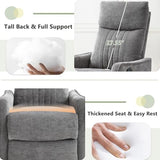 cinkehome Heated Massage Swivel Rocker Recliner Chair for Nursery - Small Space Reclining Chair with Lumbar Support, 360° Swivel & Gentle Rocking, Ergonomic High Back Chenille Fabric Gray