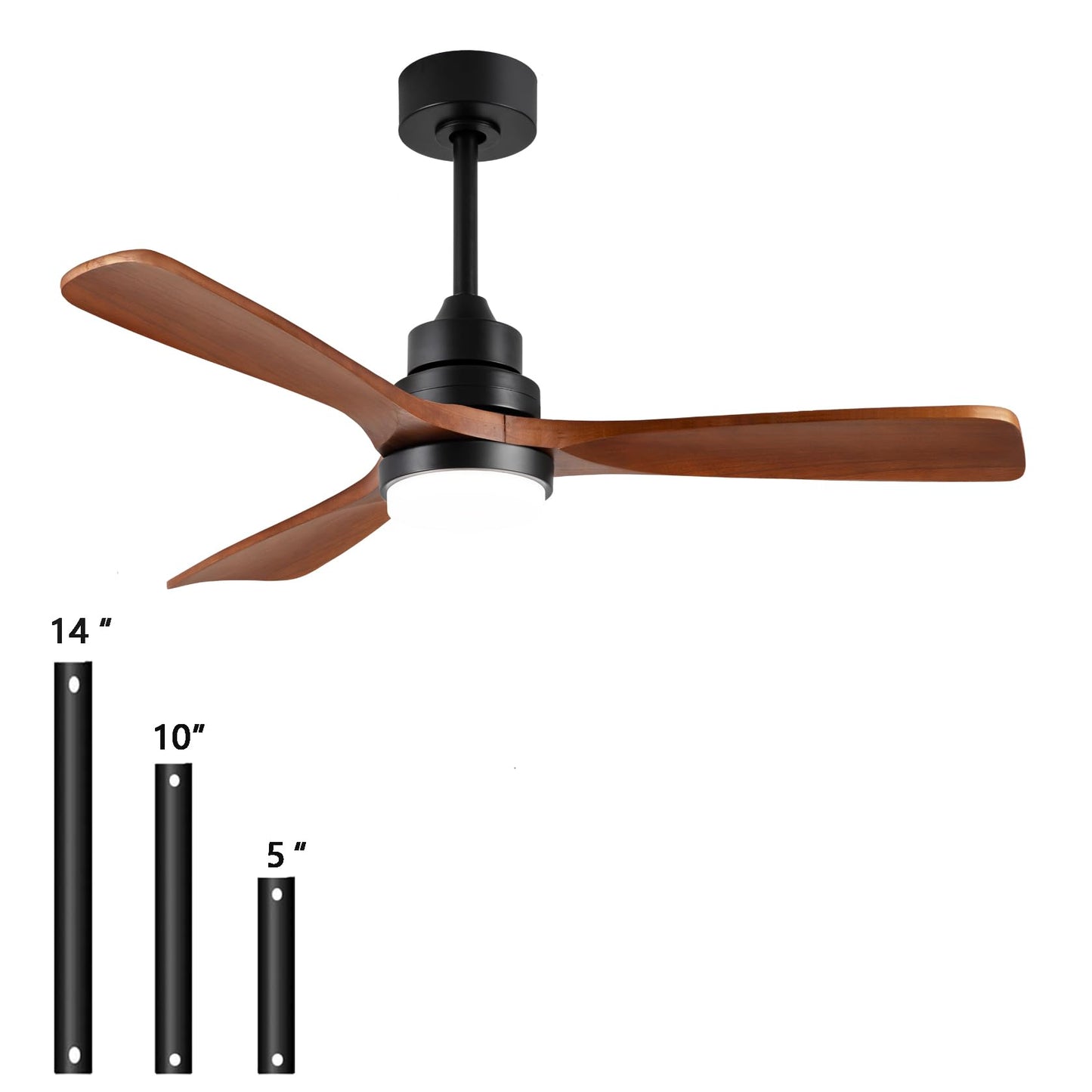 dearnow 48" Wooden Ceiling Fan with Lighted Remote Control, Indoor Outdoor Wooden Ceiling Fan, Outdoor Modern Ceiling Fan with 3 Fan Blades for Patio, Living Room, Farmhouse, etc (Black + Wal - WoodArtSupply