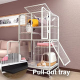 GUQASDV Cat Cages Indoor, Cat Playpen with Top Cover, Catio Indoor Cat Enclosure on Wheels, Cat Crate with Pull-Out Tray for Ferret, Chinchilla, Rabbit, Small Animals(White,78x54x100cm) GUQASDV