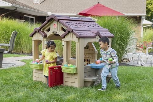 Step2 Charming Cottage Kids Playhouse, Indoor and Outdoor Playset, Interactive Sounds, Toddlers 2+ Years Old, Easy to Assemble Backyard Discovery Playhouse Step2