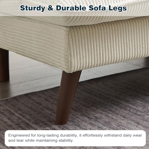 Enobala Convertible Futon Sofa Bed, 72" Loveseat Couch, Modern Folding Futon Couch with 3-Level Adjustable Backrest, Sleeper Recliner Couches for Living Room/Guest Room/Apartment/Small Spaces, Beige Enobala