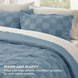 Bedsure King Size Comforter Set Mineral Blue, Boho Tufted Bed Set, Checkered Farmhouse Shabby Chic Bedding, 3 Pieces, 1 Plaid Geometric Comforter and 2 Pillow Shams Bedsure