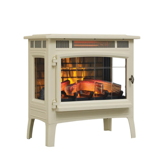 duraflame Freestanding Electric Fireplace Stove Heater with 3D Flame Effect for 1,000 Sq. Ft. Room, Cream