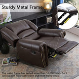 INZOY Leather Recliner Chair, Heavy Duty Manual Reclining Sofa Single Lounge Sofa for Living Room, Home Theater Seating, Brown