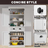 Furniwell 72" Kitchen Storage Cabinet with Drawer, Tall Kitchen Pantry Cabinet with Doors and 3 Adjustable Shelves, Freestanding Cupboard for Kitchen, Dining Room, Living Room (White) Furniwell