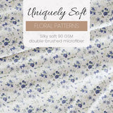 Linen Market 4 Piece Queen Sheet Set - Breathable, Double-Brushed Patterned Cooling Sheets – Oeko-TEX Certified Ultra Soft & Wrinkle-Free 16" Deep-Pocket Queen Sheets - Easy Care Blossoms Light Blue Linen Market