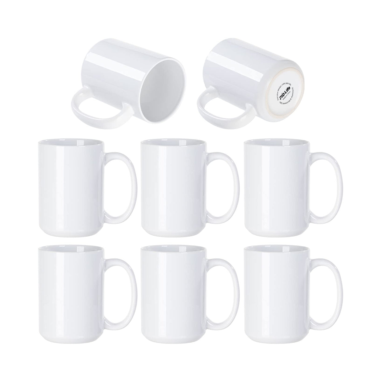 PYD Life 8 Pack 15 OZ Sublimation Ceramic Mugs Blanks Coffee Mugs White Photo Cups Bulk for Cricut Mug Press Print PYD Life