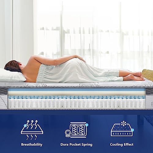 Olee Sleep Queen Mattress, 13 Inch Hybrid Mattress, Gel Infused Memory Foam, Pocket Spring for Support and Pressure Relief, CertiPUR-US Certified, Bed-in-a-Box, Firm, Queen Size