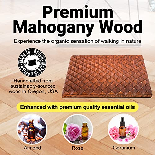 Premium Mahogany Wood Acupressure Mat for Pain Relief, Neuroplasticity and Relaxation | Made in USA, 9.5” W x 11” L x 1.5” H ACUWISE