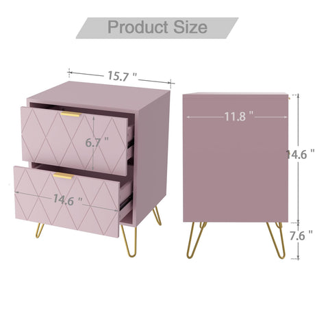 Anbuy Bedroom Sets 3 Pieces Pink Modern 9 Drawer Dresser and Nightstand Sets for Bedroom, Two Drawers Nightstand Set of 2 & 9 Drawer Dresser Combo 3 Pcs (Pink) Anbuy