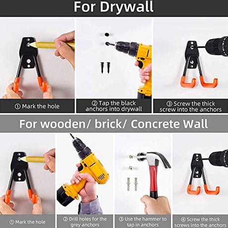 TORACK Garage Hooks Heavy Duty, 15 Pack Wall Mount Steel Utility Hooks&Hangers, Anti-Slip Rubber Coated, Garage Storage Organizer for Garden Tools, Power Tools, Ladders, Brooms, Bikes, Bulk Items TORACK