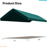 FORALEBEN Carport Replacement Canopy Cover for 10' x 20' Car Tent Top Garage Shelter Cover Tarp with Ball Bungees (Only Top Cover, Frame Not Include) Green FORALEBEN