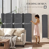 HOMCOM Room Divider, 6 Panel Folding Privacy Screen, 5.6' Tall Freestanding Wall Partition for Home Office, Bedroom, Charcoal Gray HOMCOM