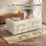 GRUSIGN 78 Inch Convertible Sofa Bed, 5-in-1 Futon Sofa Bed Pull Out Couch, Boneless Couch Bed for Living Room, Corduroy Boneless Couches for Bedroom, Apartment, No Assembly Sleeper Sofa Bed, Beige GRUSIGN