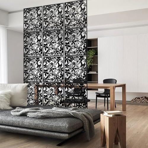 12＋4PCS KEIBIKEIDI Hanging Room Divider Screens Made of Environmentally PVC, Simple and Modern Black Hanging Panel Screen for Decoration Home, Livingroom,Bedroom, Kitchen, Dining Room,Hotel and Bar KEIBIKEIDI