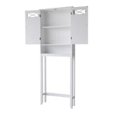 Teamson Home Dawson Wooden 2-Door Bathroom Etagere Over The Toilet Space Saver Cabinet with Interior Adjustable Shelf and Open Shelf, White with Chrome Knobs Teamson Home