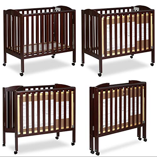 Dream On Me 3 in 1 Portable Folding Stationary Side Crib in Espresso, Greenguard Gold Certified , 41x26x40 Inch (Pack of 1) Dream On Me