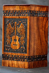 Handmade Guitar Wooden Urns for Human Ashes Full Size, Custom Personalized Rosewood Box Urn for Ashes, Engraved Cremation Urns for Ashes Keepsake Urn Merit Wooden Craft