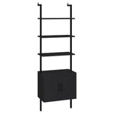 Yusong 73" Tall Bookshelf with Cabinet, Industrial Ladder Wall Mount Shelf Farmhouse Bookcase with Wood and Metal Frame, Plant Shelf Wall Storage Display for Living Room Bedroom, Farmhouse Black Yusong