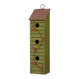 Glitzhome 18" H Green Window-Blinds Distressed Solid Wood Birdhouse for Outside Glitzhome