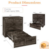 AMERLIFE Twin Murphy Bed Cabinet with Charging Station and Storage Drawer, Farmhouse Foldable Platform Bed for Home Office, Apartment, Small Spaces, Black Oak AMERLIFE