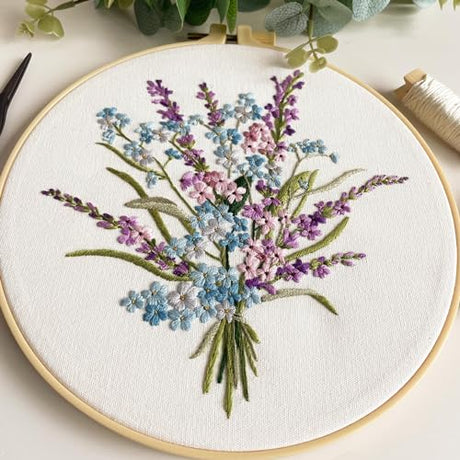 Myfelicity Embroidery Kit, 4 Flower Pattern Embroidery Set with 4 Patterns and 2 Hoops, Adult and Beginner Needlepoint Kit with Embroidery Floss, Needles, Cotton Fabric and Instructions… Myfelicity