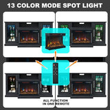 Unineo 59 Inch LED TV Stand with 3-Side Glass Fireplace, Modern Media Entertainment Center Console Table for TVs up to 65 Inch with Adjustable Flame & LED Color, 24’’ Fireplace, Highboy, Black Unineo