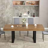 STHOUYN 63”-79” Extendable Dining Room Table, Modern Farmhouse Wooden Kitchen Table, Long Expandable Dining Table for 6 8 10, Large Expanding Tables Conference Tables (Walnut Brown) STHOUYN