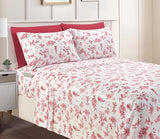 Elegant Comfort Luxury Soft Bed Sheets Holiday Pattern 1500 Premium Hotel Quality Microfiber-Softness Wrinkle and Fade Resistant (6-Piece) Bedding Set, Full, Cardinal Elegant Comfort