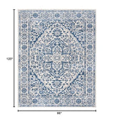 SAFAVIEH Brentwood Collection Area Rug - 8' x 10', Navy & Light Grey, Medallion Distressed Design, Non-Shedding & Easy Care, Ideal for High Traffic Areas in Living Room, Bedroom (BNT832M) SAFAVIEH
