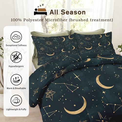 Constellation Comforter Twin & Twin XL Size, Celestial Tarot Galaxy Comforter All Season Down Alternative Twin & Twin XL, Constellation Bedroom Decor Duvet with Pillowcase Generic