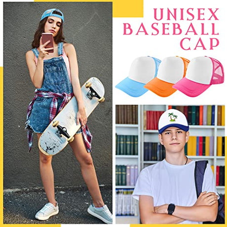 Hercicy 40 Pack Sublimation Blank Trucker Hat Bulk Baseball Cap Adjustable Mesh Unisex Polyester Hat Heat Transfer(Multicolor) Hercicy