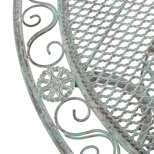 SAFAVIEH Outdoor Collection Genson Antique Dark Green Wrought Iron Half Moon Console Table SAFAVIEH