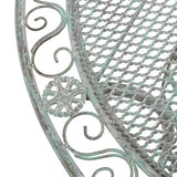 SAFAVIEH Outdoor Collection Genson Antique Dark Green Wrought Iron Half Moon Console Table SAFAVIEH