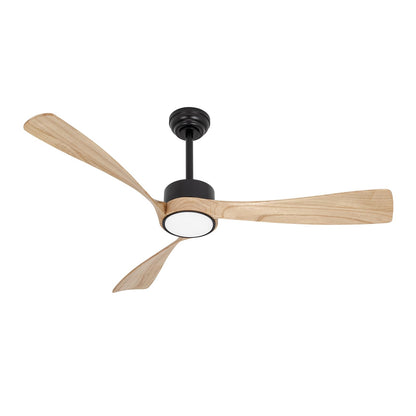 raccroc Wood 52in Flush Mount Ceiling Fans with Lights and Remote,22W LED Light,3 dark brown Wood Blades,6 Speeds,Reversible Quiet DC Motor - WoodArtSupply