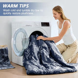 MUXHOMO Navy Blue Bed in a Bag Queen 7 Pieces, Queen Comforter Set Reversible Botanical Flowers Design, Ultra Soft & Breathable Bedding Sets with Comforter, Sheets, Pillowcases & Shams MUXHOMO