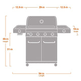 Monument Grills Larger 4-Burner Propane Gas Grills Stainless Steel Cabinet Style with Side & Side Sear Burners, Built-In Thermometer, and Knob Controls Monument Grills