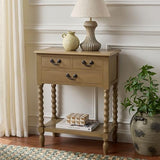 SAFAVIEH Home Collection – Athena Desert Brown 3-Drawer Console Table, Traditional Spindle-Leg Entryway & Living Room Accent (CNS5703F) SAFAVIEH