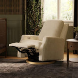 NAMESAKE Crewe Electronic Recliner and Swivel Glider in Ivory Boucle with Light Wood Base, Greenguard Gold & CertiPUR-US Certified NAMESAKE