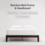 Nectar Bamboo Platform Bed Frame - Full - Walnut - Floating Center Support Legs - 12” Height - Easy Tool Free Set Up - Contemporary and Durable - Sturdy Wooden Support Slats - Holds Up to 800 Pounds Nectar